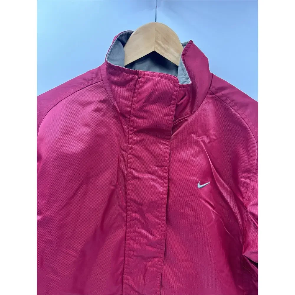 VINTAGE Nike Jacket Full Zip Front Maroon Jacket Pockets Swoosh Women’s Size L - Picture 2 of 11